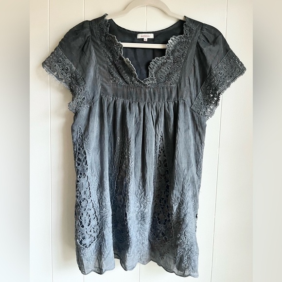 Sundance Tops - Sundance Silk Blend Grey Ombré Tunic Short Sleeve Blouse Office Party  Sz XS